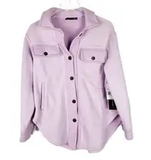 NWT Black Tape Elbow Patch Fleece Shacket Jacket Soft Lilac Size Petite XS PXS