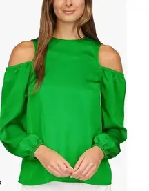 MICHAEL KORS NWT Spring Green Keyhole Back Long Sleeve Crew Neck Cut Out Top S