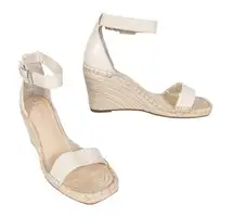 Vince Camuto  Ivory Meddrina Ankle Strap Sandal Espadrille Leather Women's 9