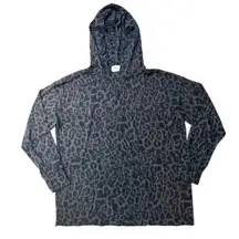 Hoodie Sweatshirt Cheetah Animal Print Gray Women’s Medium