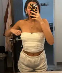 White Frilly Tube Top