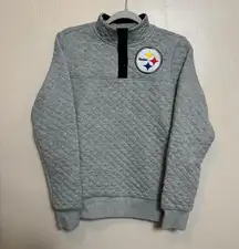 Pittsburgh Steelers Women’s Sweatshirt Pullover Quilted NFL Logo Gray Size Small