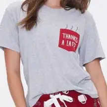 Forever 21 Womens Size Small short sleeve Grey pocket sleep tee latte coffee