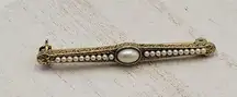 Vintage Faux Pearl Bar Brooch Pin Gold Tone Victorian Revival Art Deco