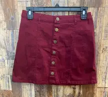 Forever 21  fall burgundy button up mini skirt belt loops no pockets size Small