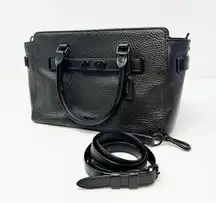 Coach  Mini Blake Black Monochrome Carryall Swagger Pebble Leather Satchel Bag