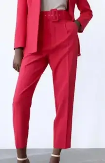 Zara Belted Fuchsia Trousers Size Medium