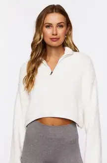 Fuzzy Crop Quarter-Zip Sweatshirt