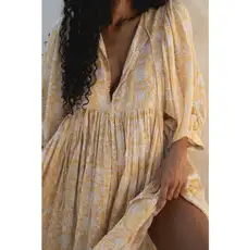 Daughters Of India 100% Cotton Kyra Cumin Paisley Semi Sheer Mini Dress XS