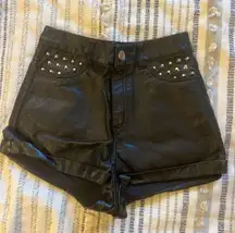 Divided High Waisted “Leather” Shorts