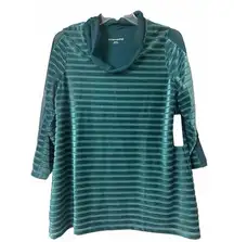 Soft Surroundings  Meri Velvet Cowl Neck Top Green Mesh Btw Velvet Size M NWT $99