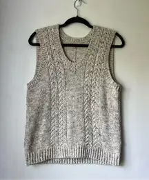 Vintage Off White Gray Cable Knit Sweater Vest S/M