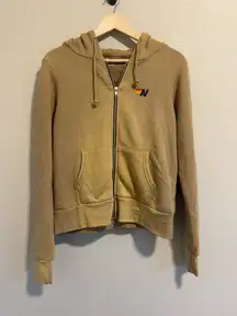 AVIATOR NATION FADED GOLD ZIP UP HOODIE XS 