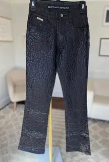 RVT Leopard Denim Jeans Foil Black 5/6 Serve Piping Hot Y2K Party Festival Indie