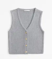Abercrombie & Fitch Women’s Mara Button-Up Sweater Vest Grey XS