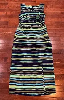 Kathie Lee collection shades of blue and green maxi dress size small