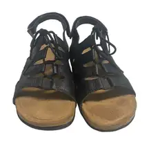 Maizie Style Leather Lace‎ Up Black Sandals 7.5 SEE DESCRIPTION