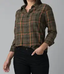 Alfie Flannel Long Sleeve shirt Top Button up down Casual Roll Tab