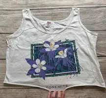 Vintage 90s Yosemite‎ Columbine Cropped Top Womens Large Anvil USA National Park