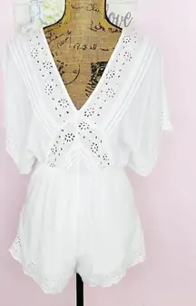 Amuse Society Anderson Eyelet V-neck Romper White XS