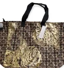 Soft Surroundings  womens carry all tote glydan gold black straps bag NWT OS