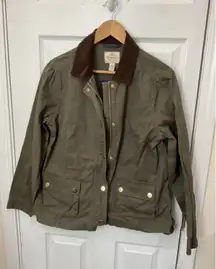 St. John's Bay Olive Green Jacket with Corduroy Collar