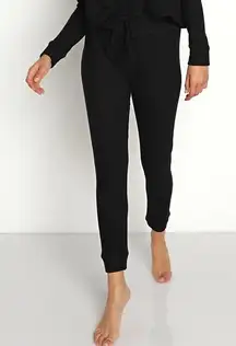 Beyond Yoga Black Waffle Knit Living Easy Lounge Set Sweater Jogger Pants Sz M