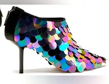 Zara FW 2017 Multicolor Sequin Kitten Heels Booties