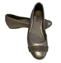 Ecco Bronze with Rhinestone Ballet Flats Shoes Size 39 (8-8.5)