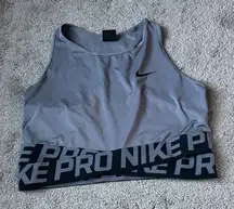 Nike Pro Gray Intertwist Cross Over Crop Tank Top SIZE XL