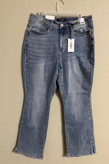 Judy Blue Slim Bootcut Jeans Size 16W High Waist New Slit Ankle Mild Distressing
