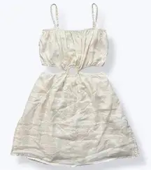 Faithfull The Brand Zuma 100% Linen Cut Out Mini Dress Plain Shell Cream