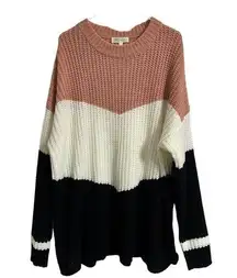 Women’s Reborn J Pink, Black & White color block 3XL Sweater