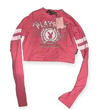 Playboy x missguided varsity long sleeve crop