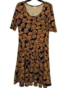 LuLaRoe  Nicole Dress size XL yellow rose print. Midi dress with yellow roses.