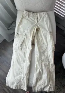 low rise parachute cargo pants