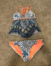 OP  blue floral Bikini swinsuit size M 7-9