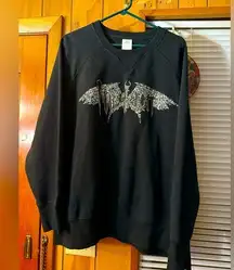 Disney Women’s Size 2x Maleficent Black & Silver Sparkle Pullover Sweatshirt