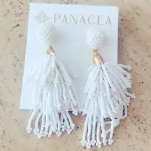 $55 Retail New Panacea White Beaded Tassel Earrings by Rachel Zoe