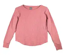 GAP Shirt Waffle Knit‎ Long Sleeve Top Cropped Casual Everyday Sweats Pink Small