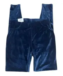 Time and Tru Mid Rise Women Velour Velvet Leggings Fitted Blue Yoga Pants