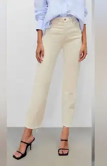 ZARA high rise cropped butter yellow jeans