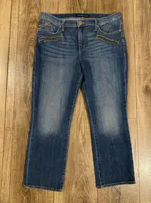 Rock & Republic Jeans Size 14 Womens Zippers Mid Rise Medium Wash Blue Denim