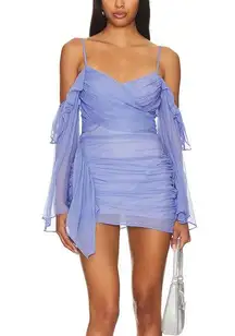 Camila Coelho  Violaine Ruched Mini Dress Violet XXS Chiffon Romantic $248 NEW