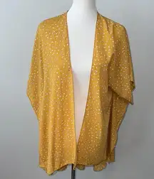 Honeyme Yellow Floral Kimono Short Sleeve Oversize Cardigan Women's Small