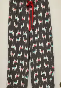 Flannel Pajama Bottoms - Gray with Pink and Green Llama Print