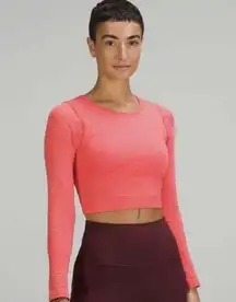 Lululemon Ebb to Street Long Sleeve Top Pale Raspberry Cropped Padded Size 8