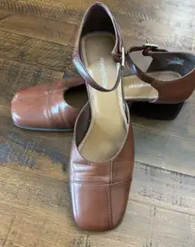 Naturalizer-Brown, Leather, Ankle Strap, Heel. Size-10 Mary Janes