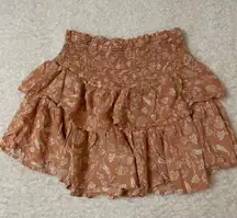 Pink Ruffled Floral Mini Skirt