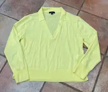 J crew 100% merino wool yellow collared sweater shirt spring summer size M